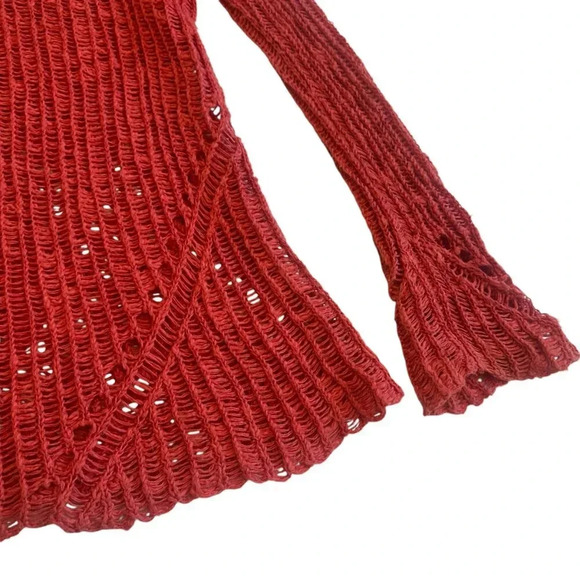 Maje Open Weave Woven Sweater Burnt Orange Pullover Cotton Size 1 Small Women's - Picture 10 of 13